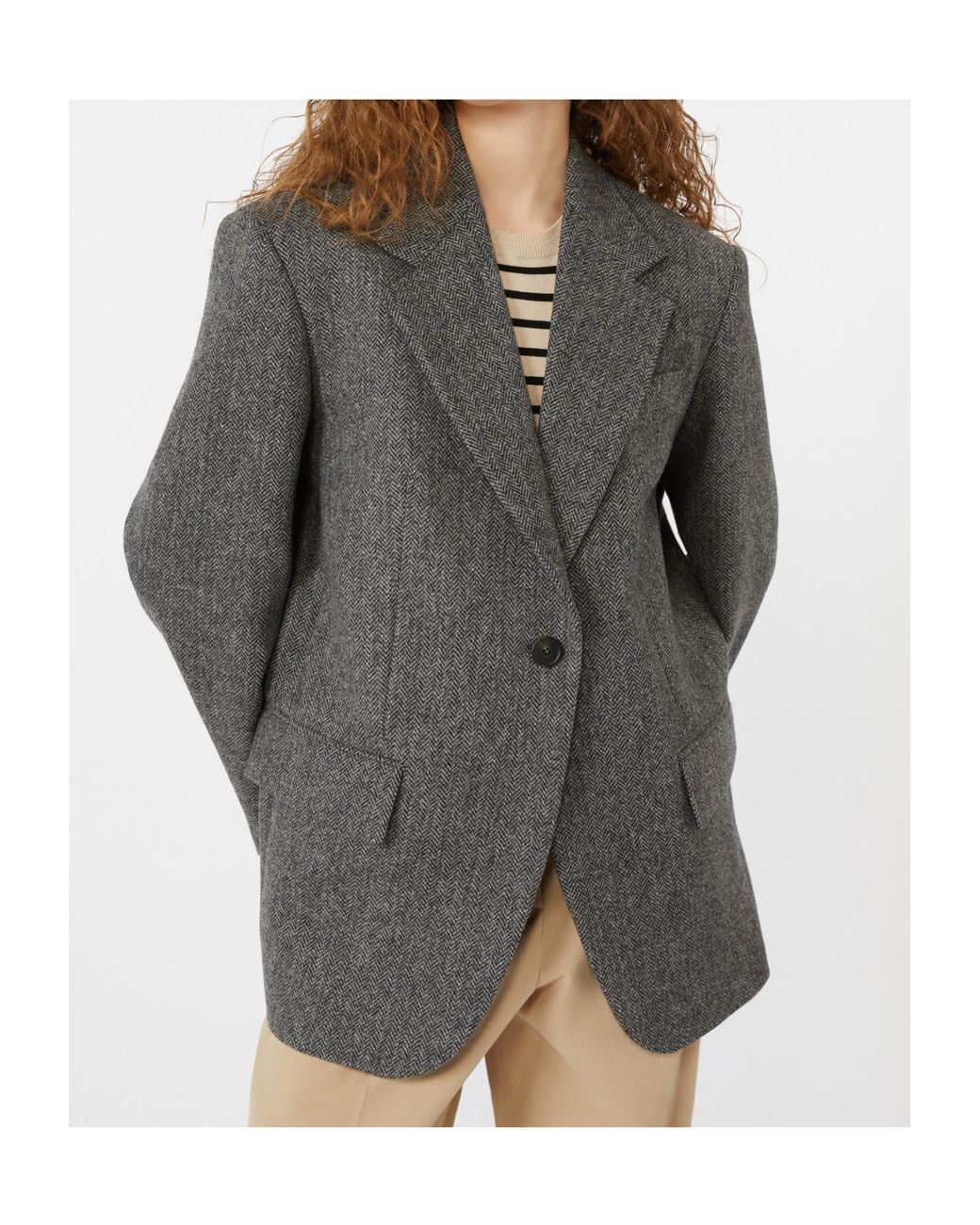 Weekend by Maxmara Gray Single-Breasted Tailored Blazer