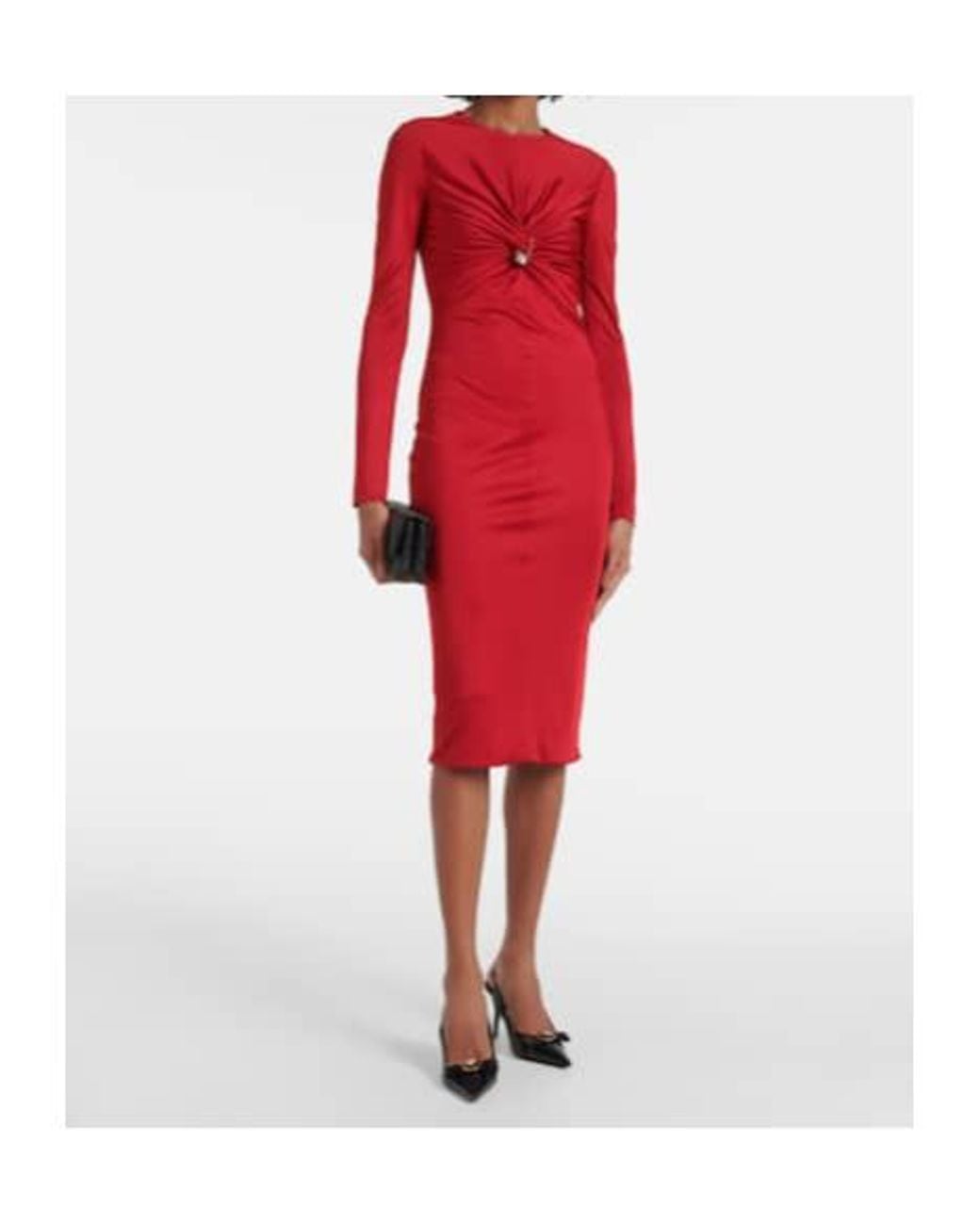 Free Safety Pin Versace Safety Pin Gathered Jersey Midi Dress | Lyst