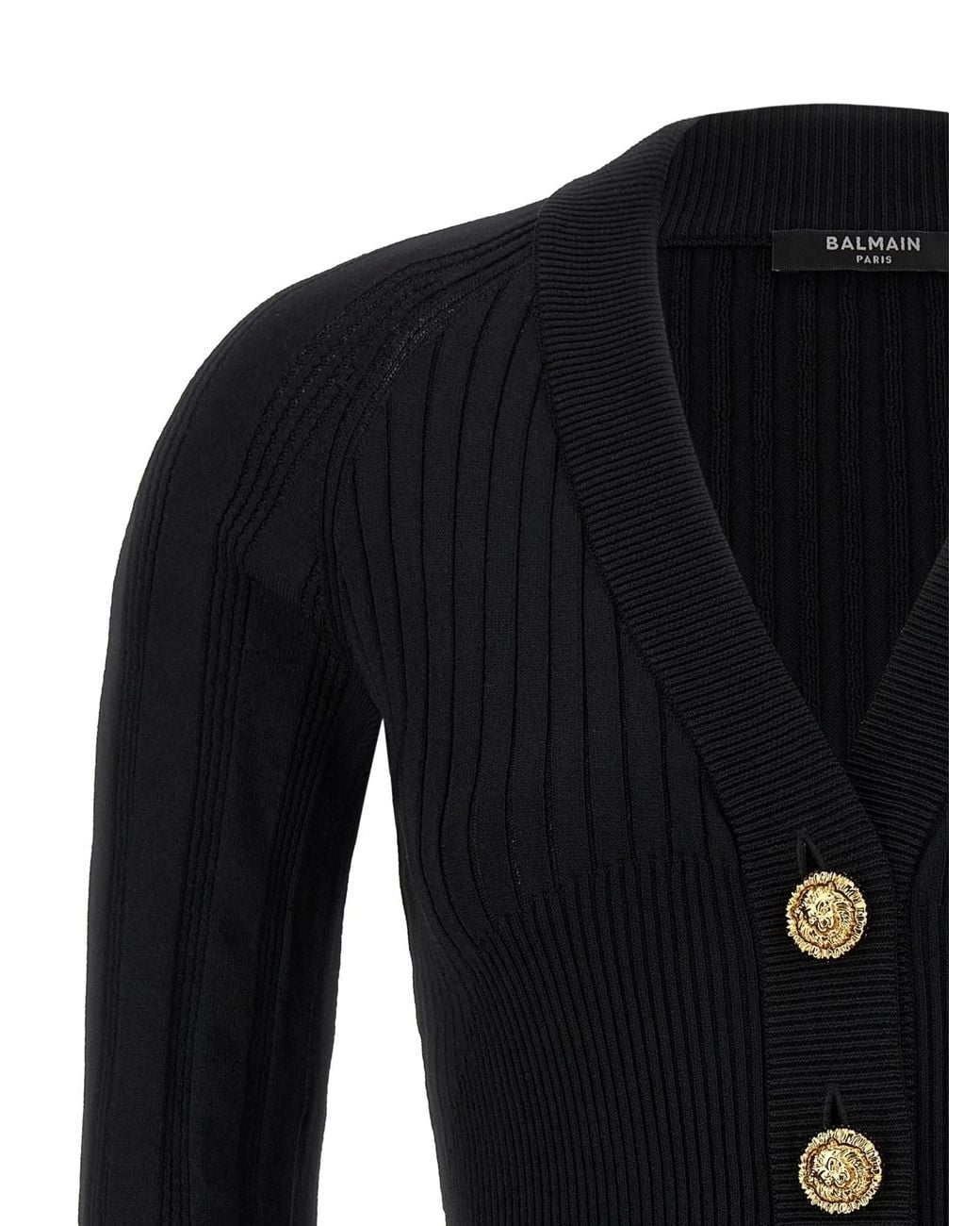 Balmain Black Buttoned Fitted Cardigan