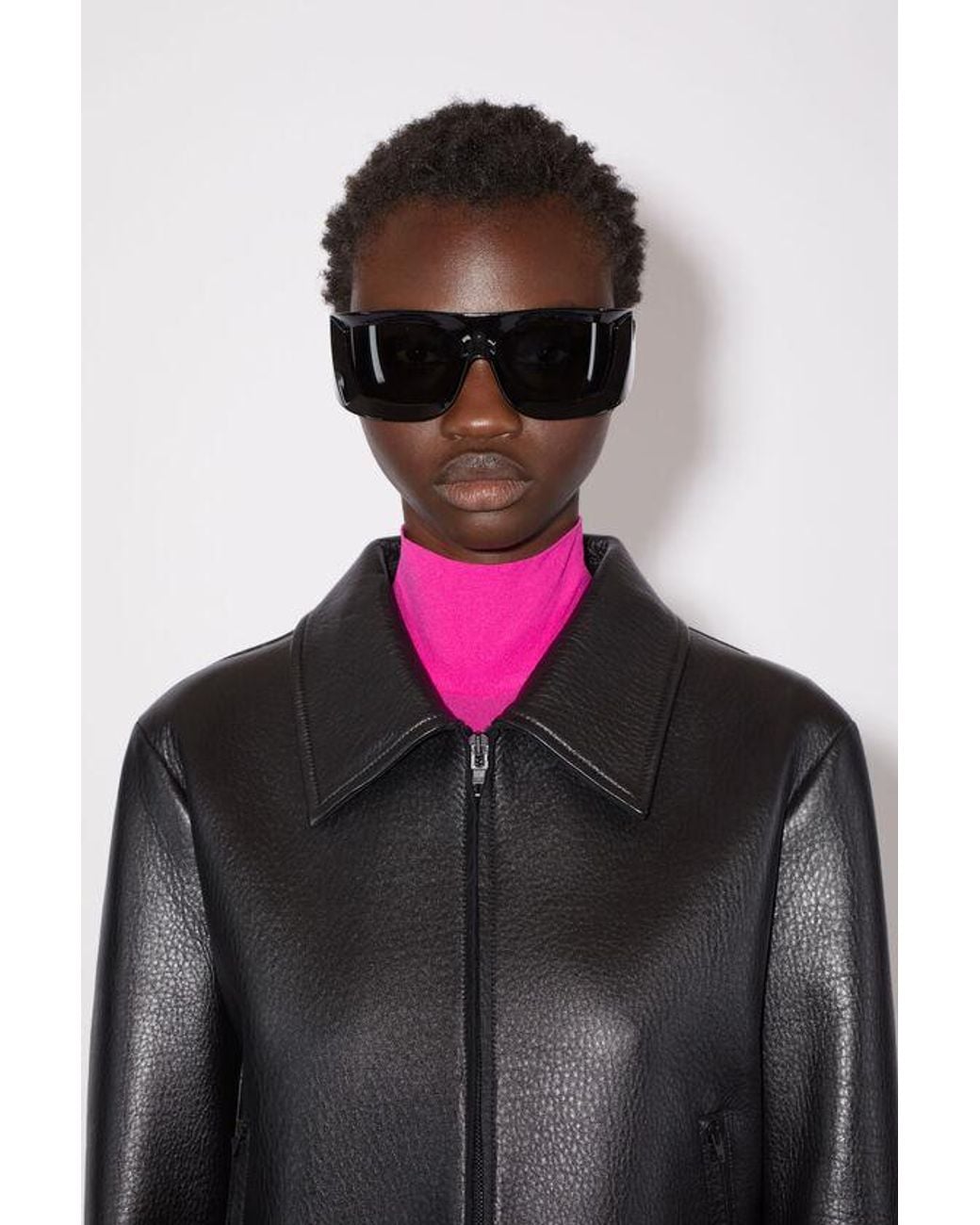Acne Gray Cropped Leather Jacket