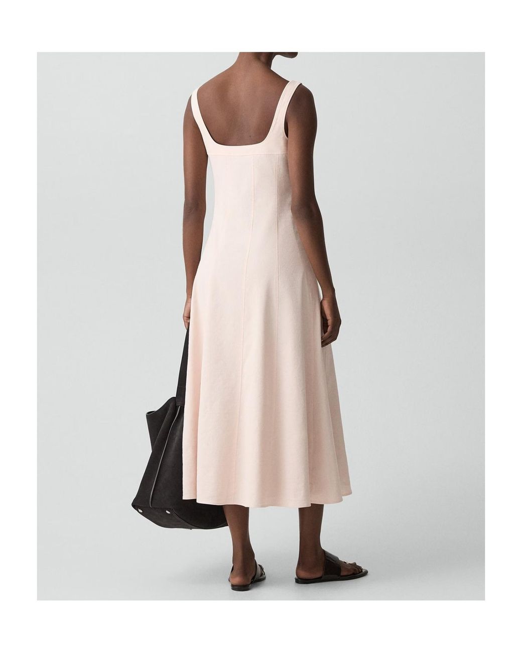 Theory Pink Seamed Square Neck Dress