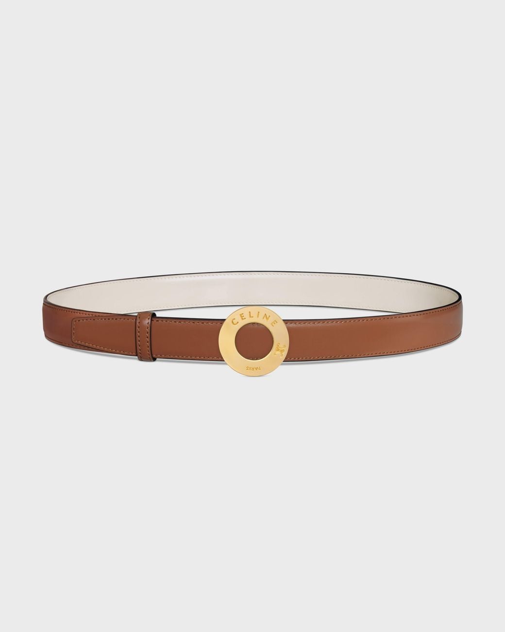 Céline White 25Mm Double-Sided Leather Belt With Disc Buckle