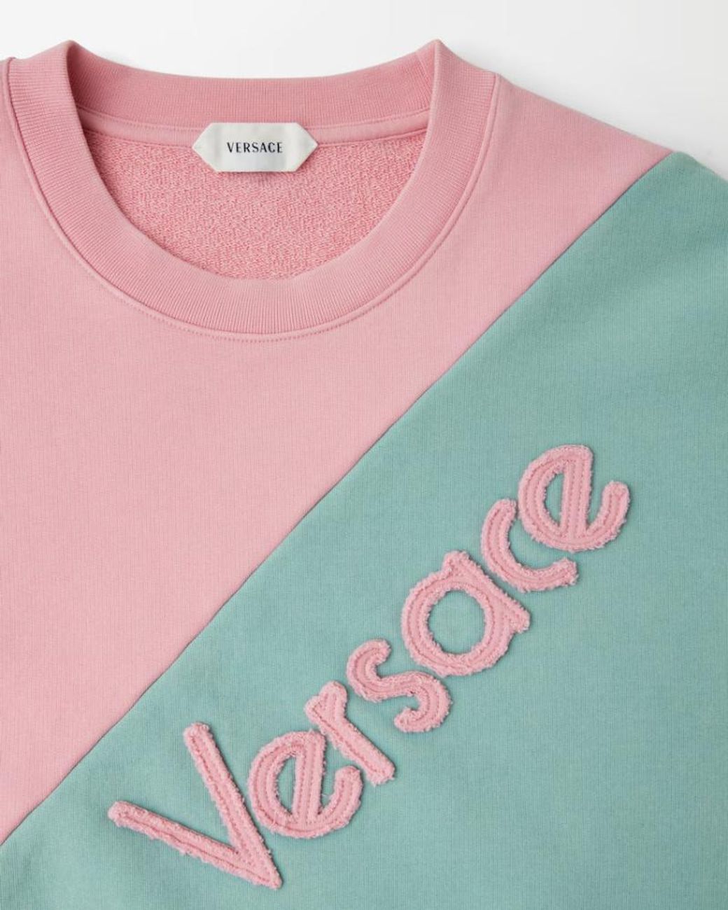 Versace Blue Logo Panel Sleeveless T-Shirt