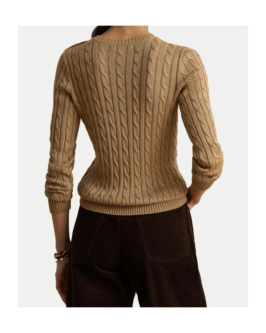Ralph Lauren Brown Lauren Cable Logo Knitted Sweater