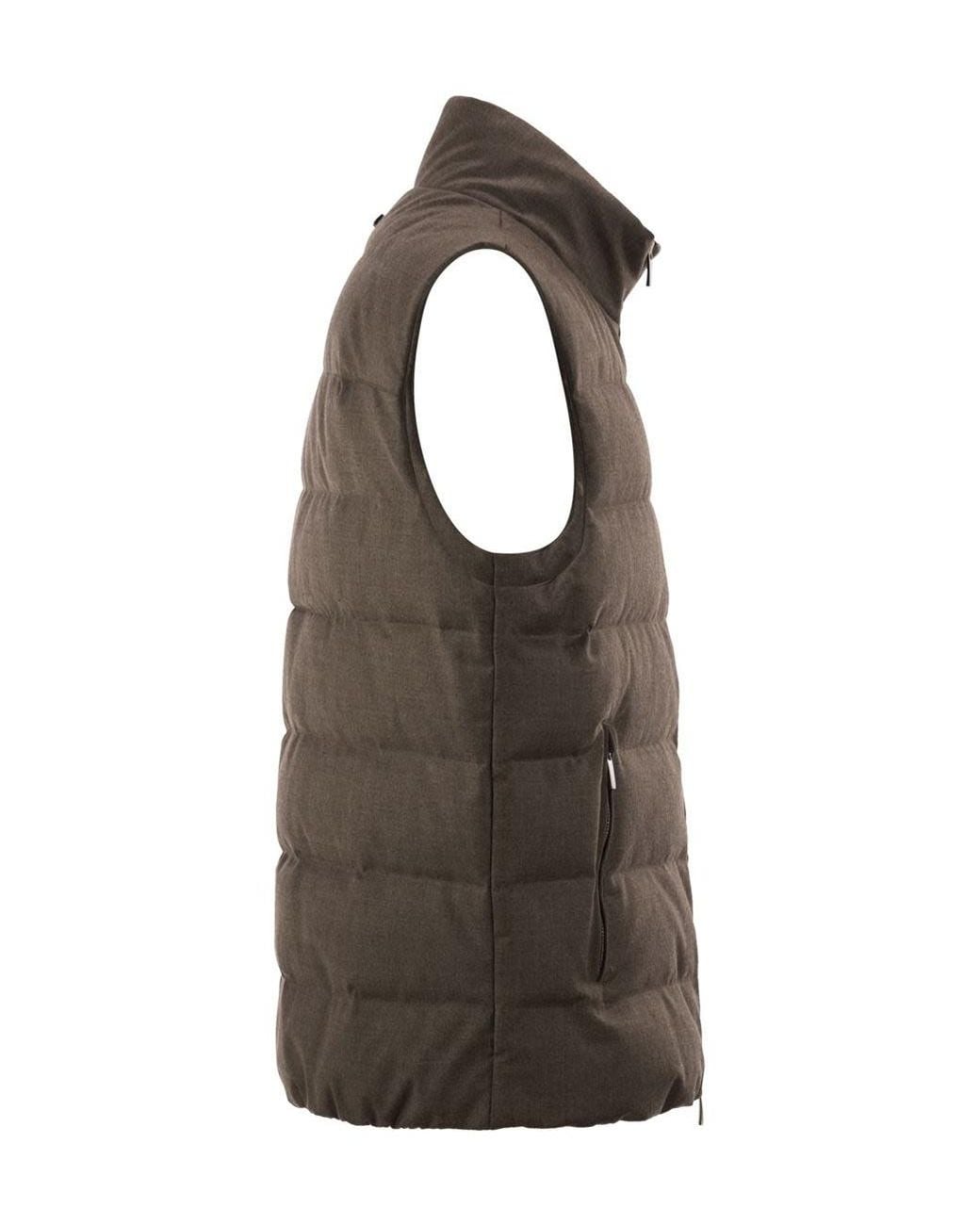 Peserico Brown Quilted Down Vest for men