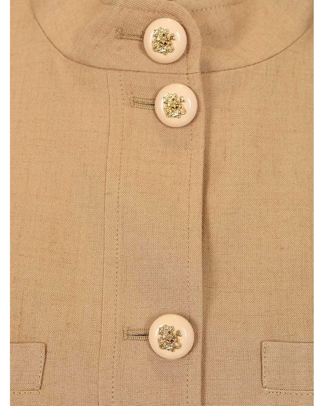Valentino Natural Belted Button-Up Jacket