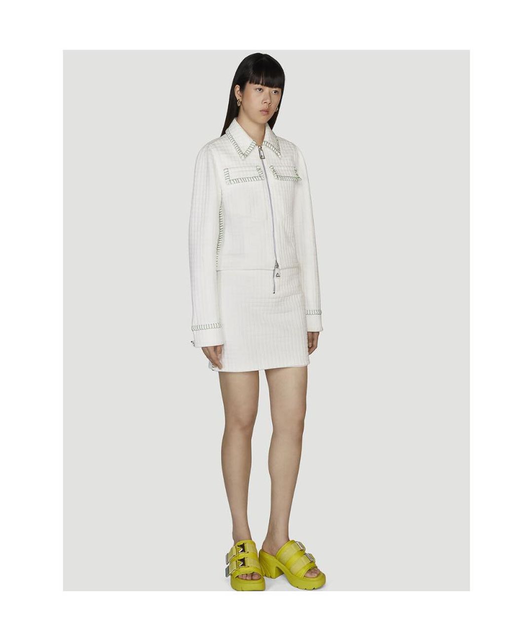 Bottega Veneta White Contrast Stitching Mini Skirt