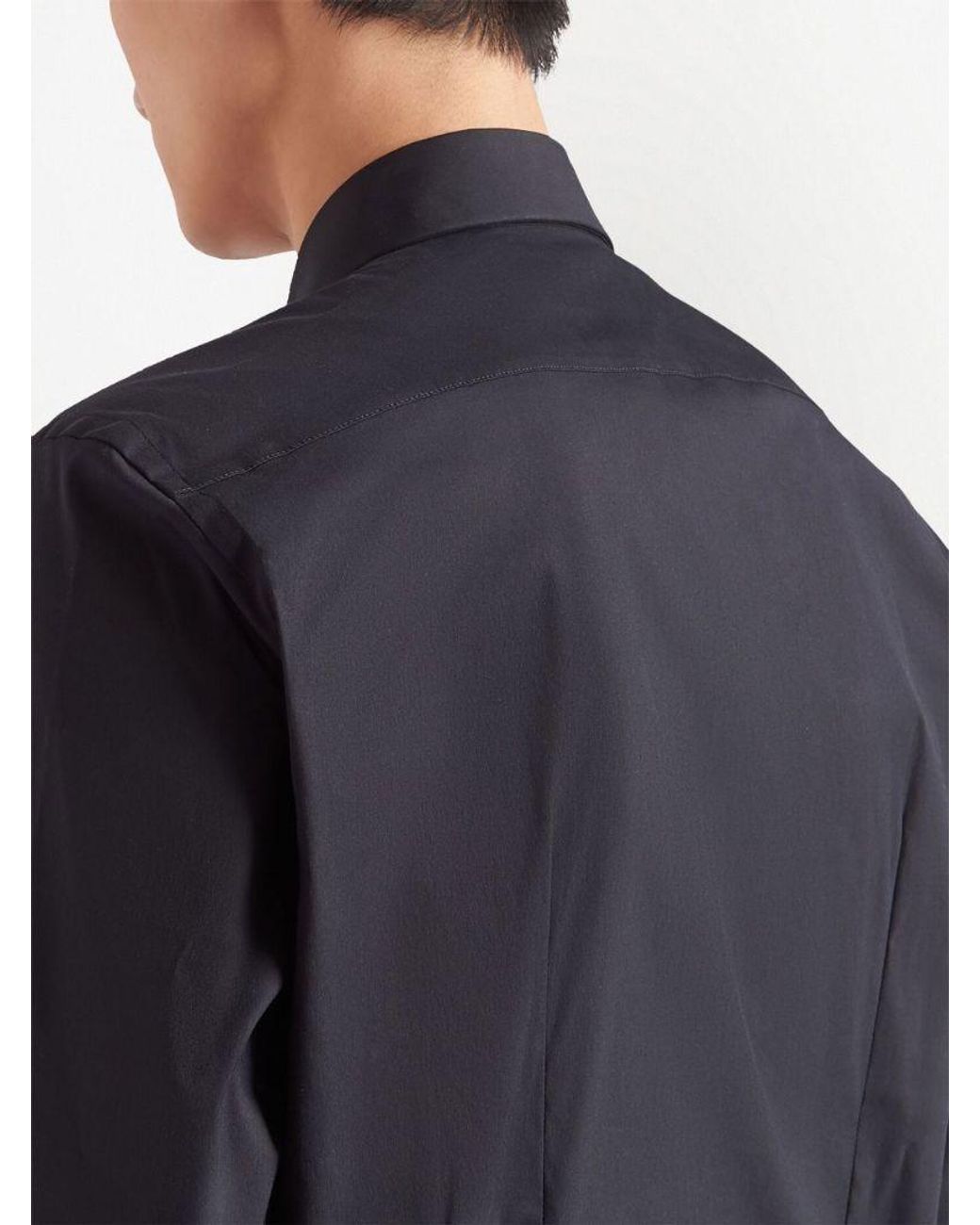Prada Blue Long-Sleeved Poplin Shirt for men