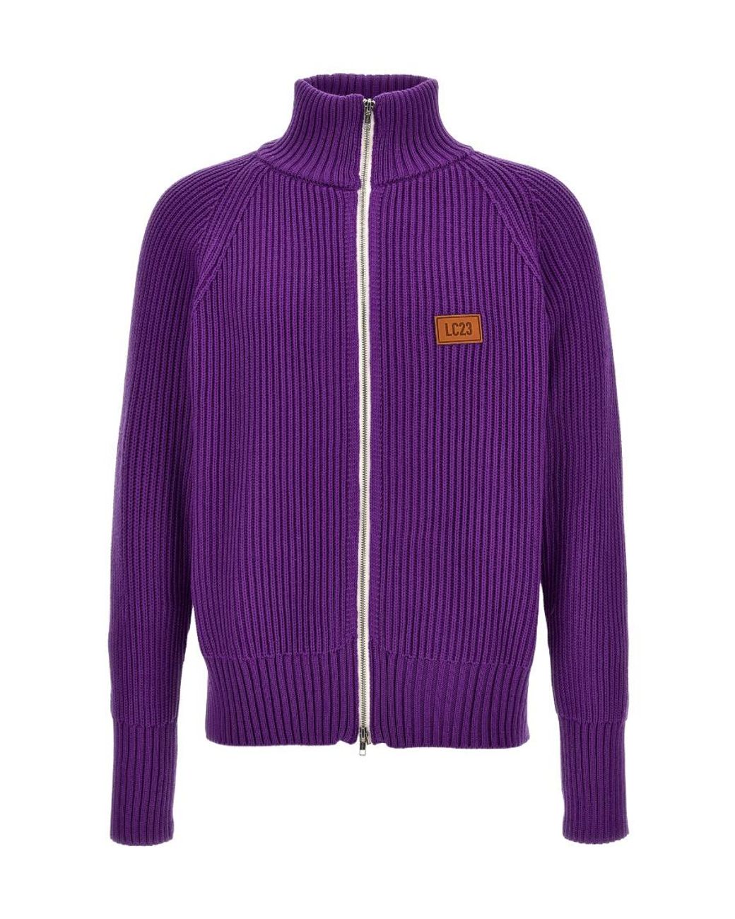 LC23 Purple Long-Sleeved Zipper Sweater for men