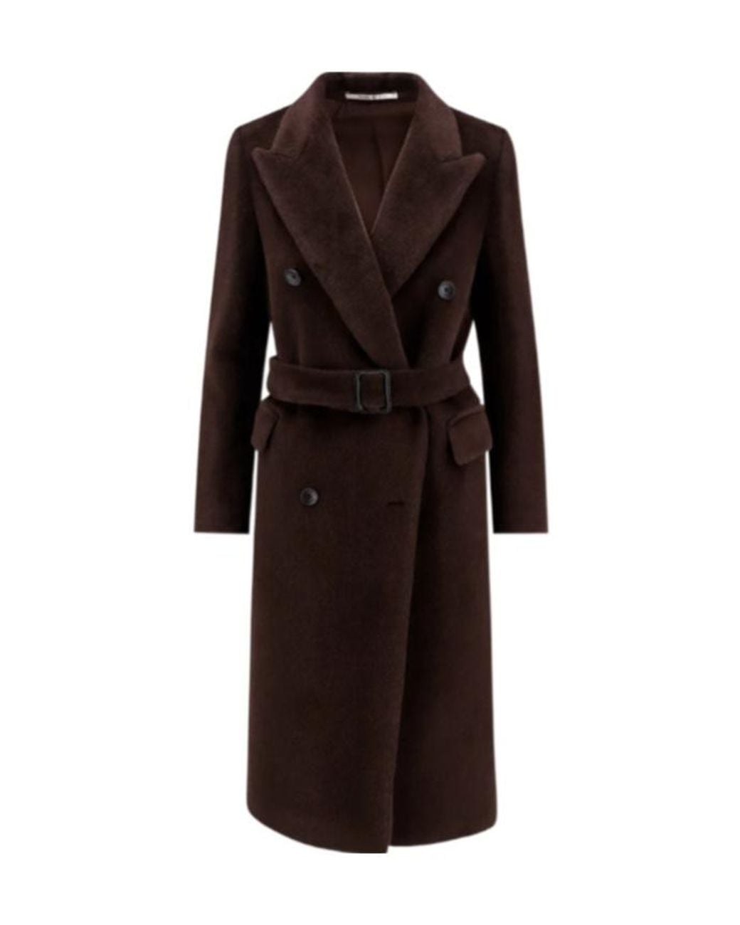 Tagliatore Black Double-Breasted Belted Coat