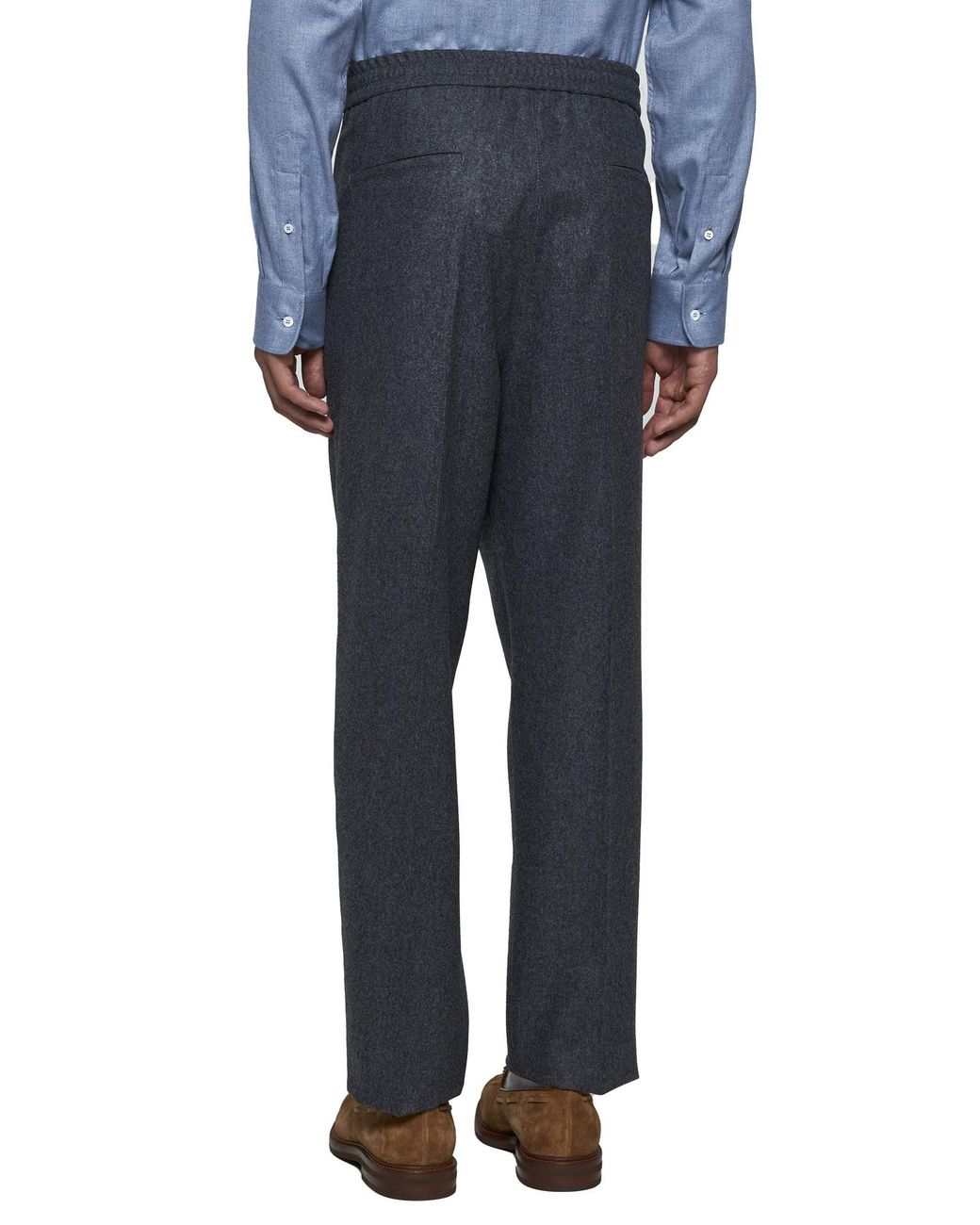 Brunello Cucinelli Black Drawstring Elastic Waist Pants for men