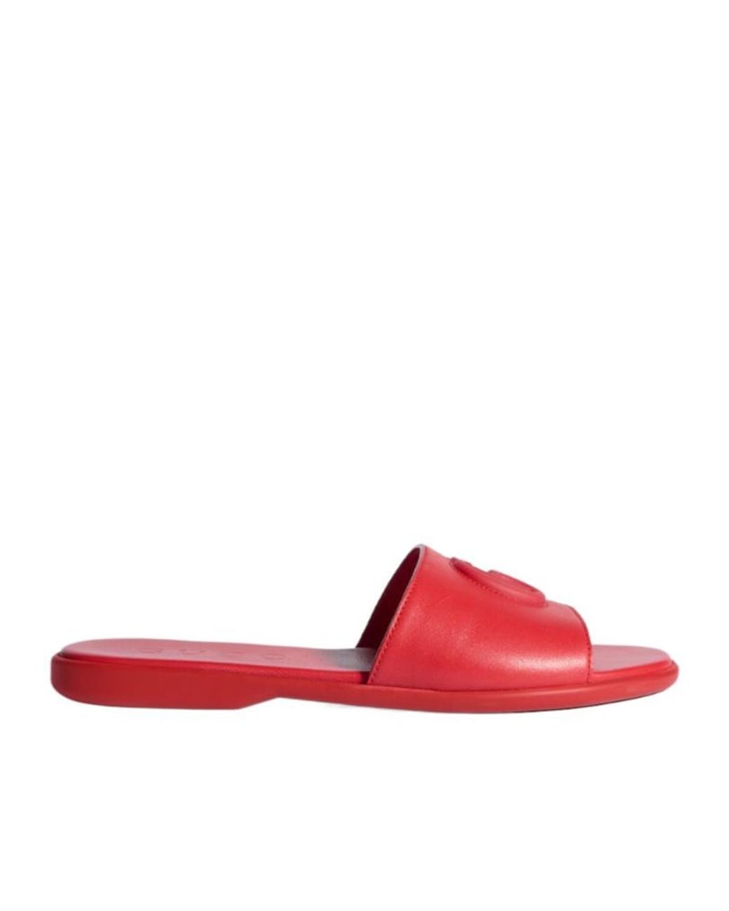 Gucci Red Slide Sandal With Double G