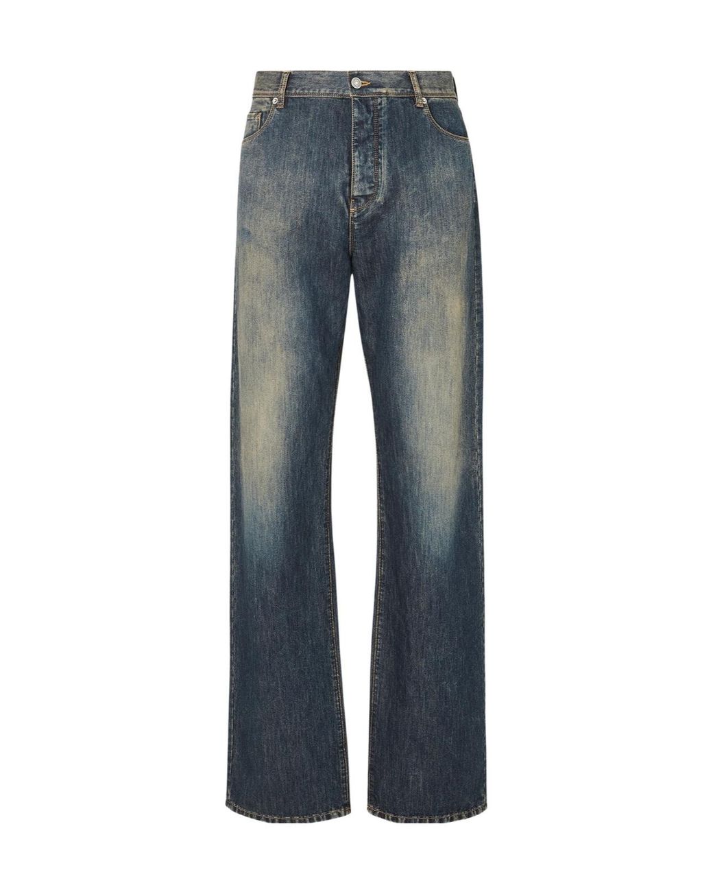 Fendi Blue Faded-Effect Jeans for men