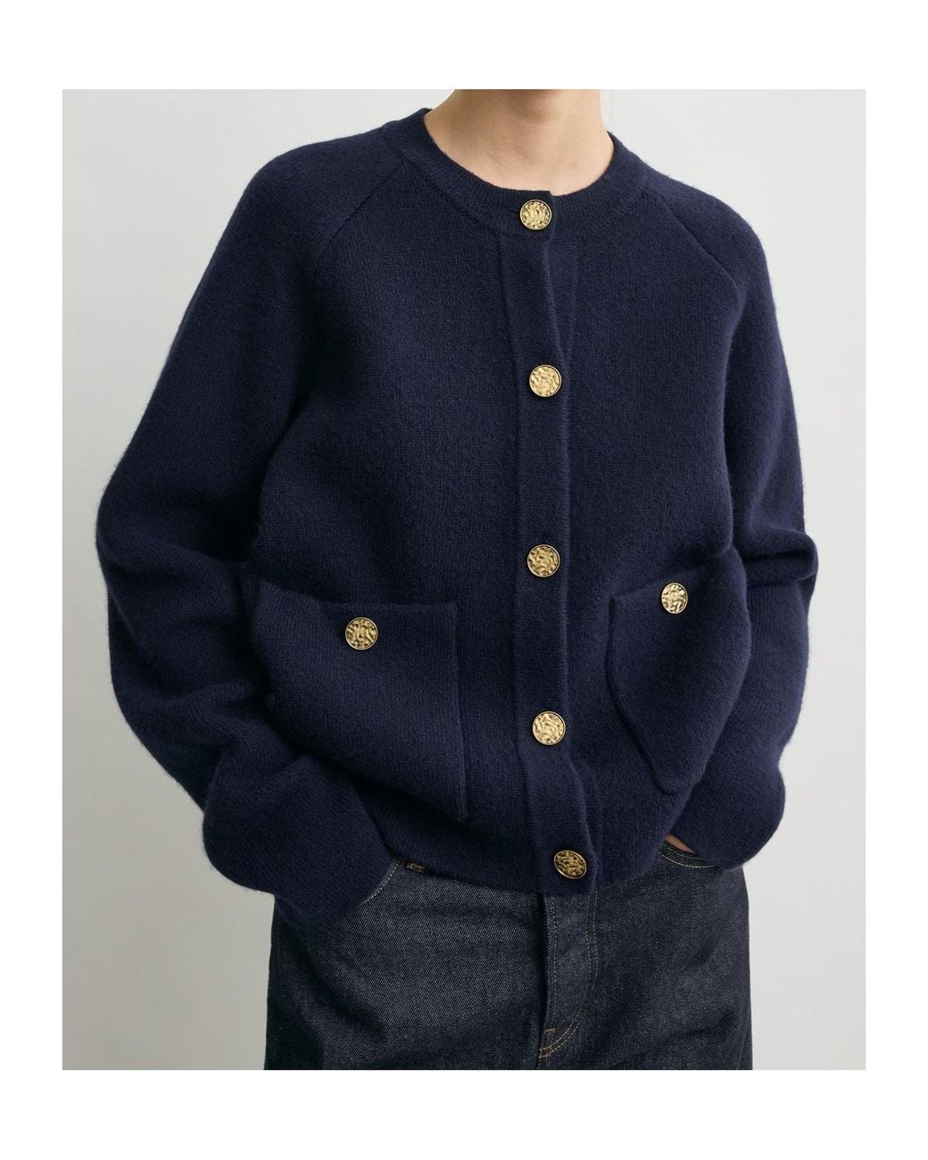 Totême Blue Totême Hammered Button Cardigan