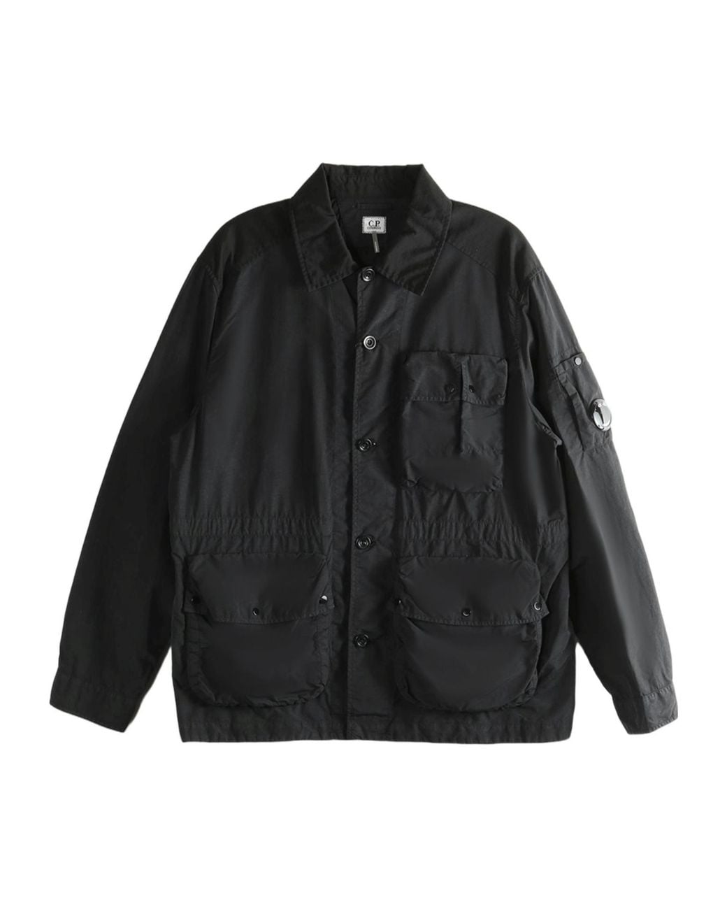C P Company Black Buttoned Multi-Pocket Jacket for men