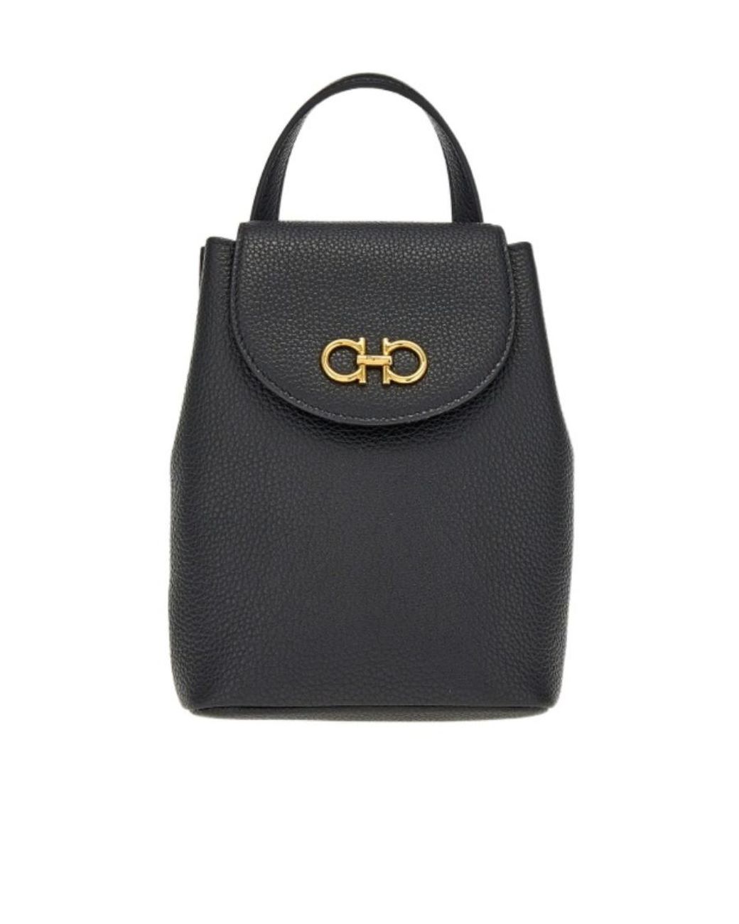 Ferragamo Black Mini Gancini Backpack