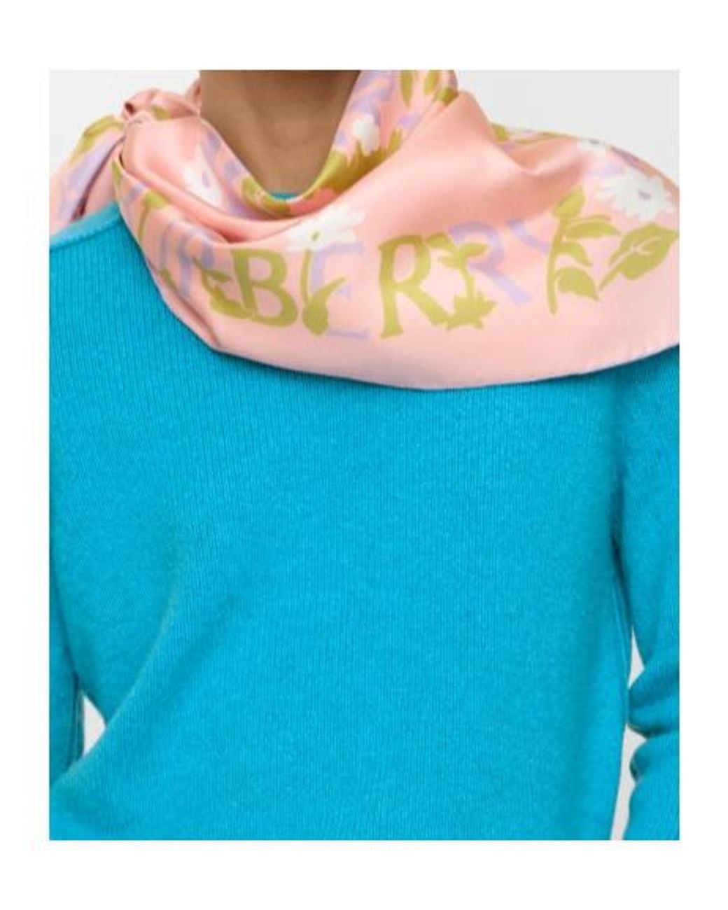 Burberry Pink Floral Prinyed Finished-Edge Scarf