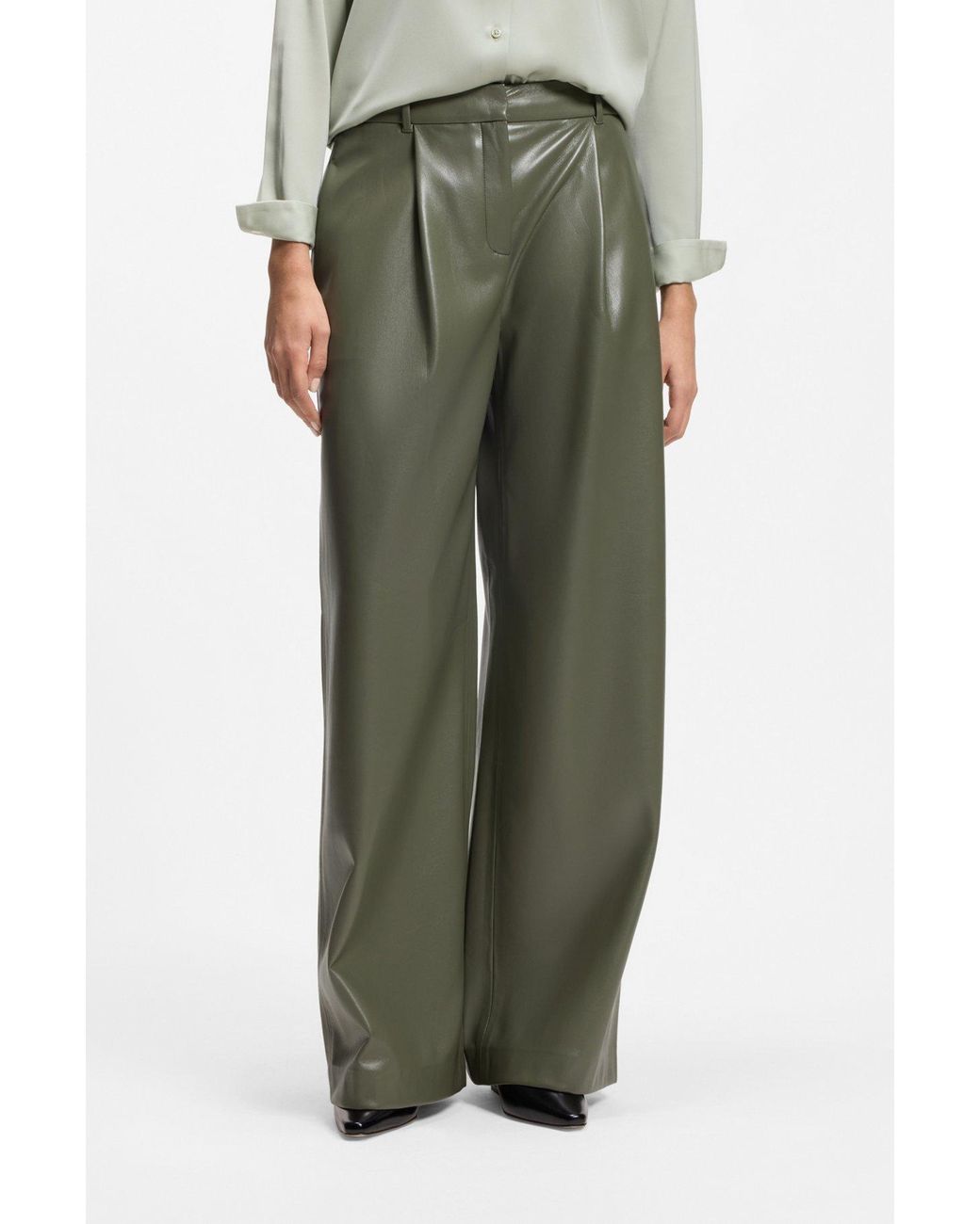 Boss Green Pleated Wide-Leg Trousers