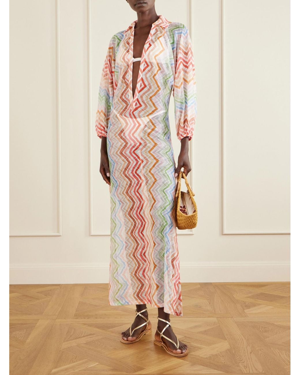 Missoni Pink Striped Crochet-Knit Coverup