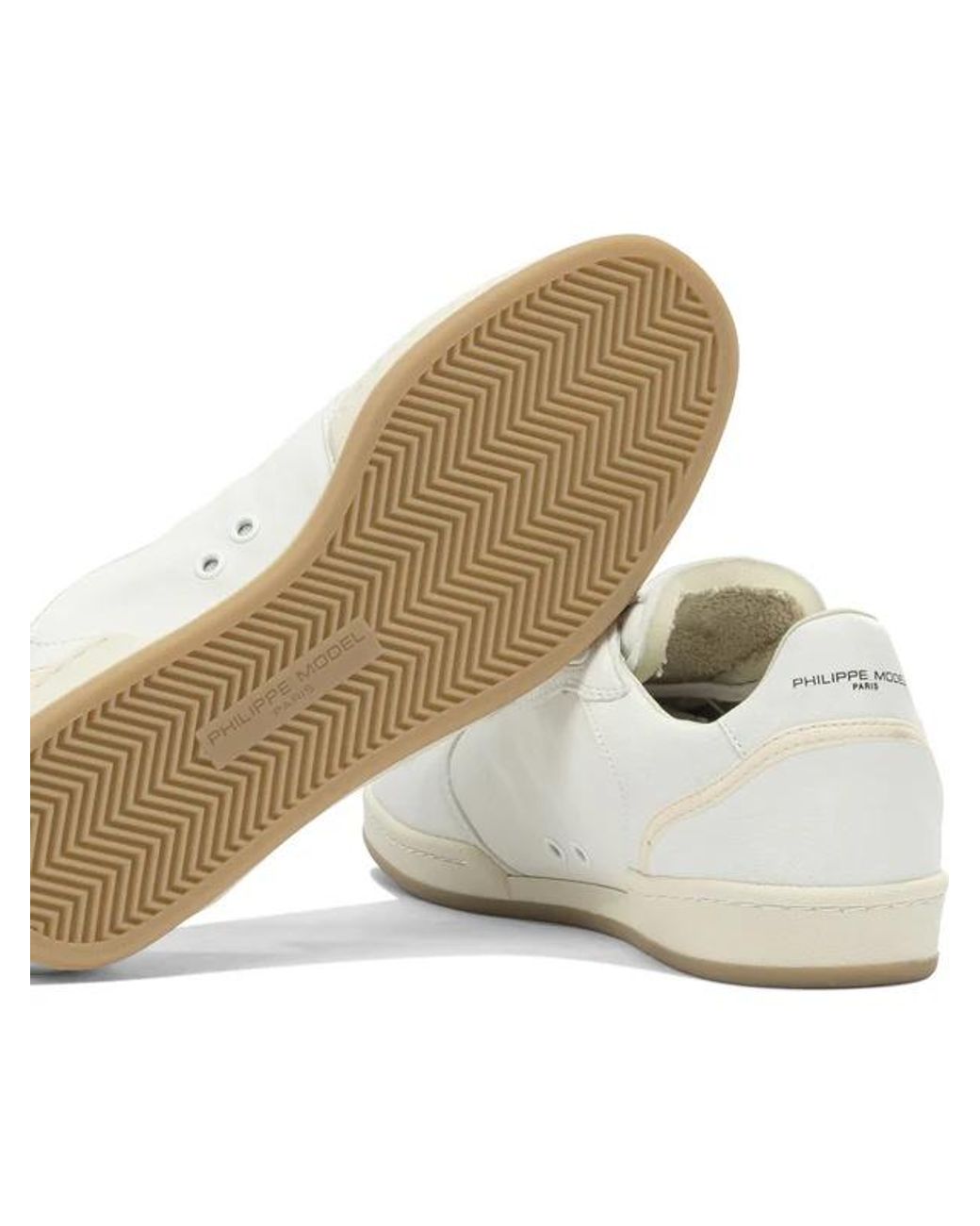 Philippe Model White Leather Sneakers With Light Sole for men