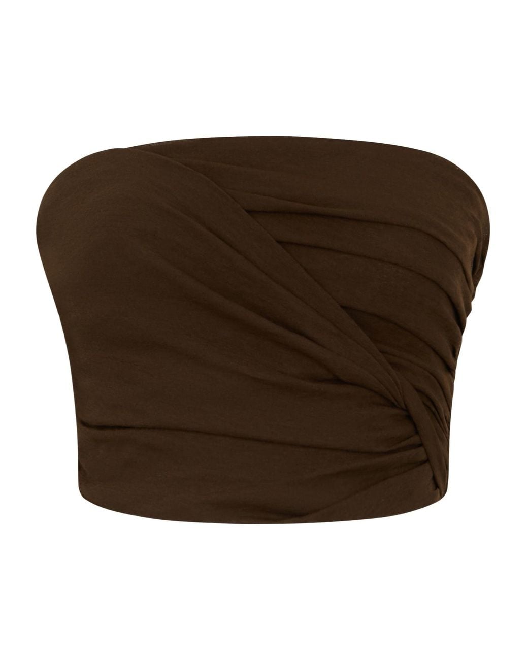 Ganni Brown Pleated Cropped Top