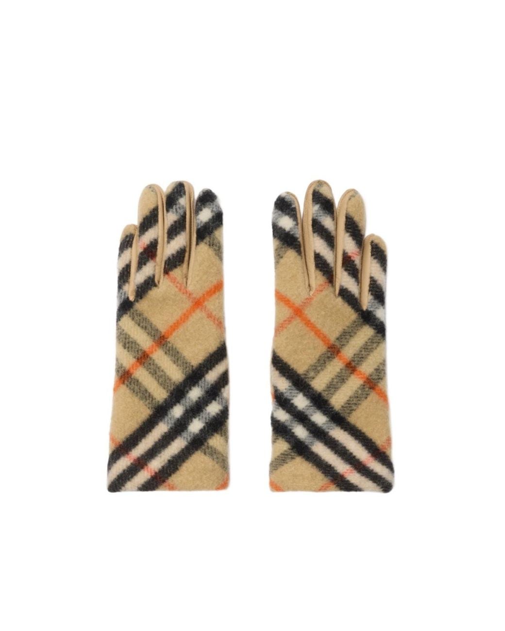Burberry Metallic Checkered Panelled Gloves
