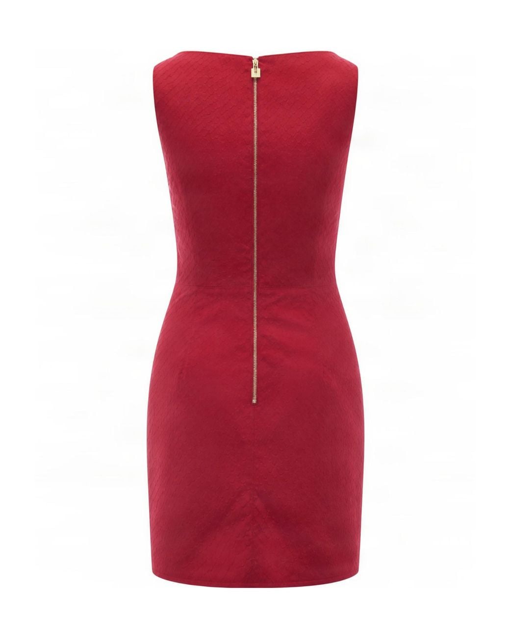 Elisabetta Franchi Red Fish Scale Pattern Taffeta Mini Dress