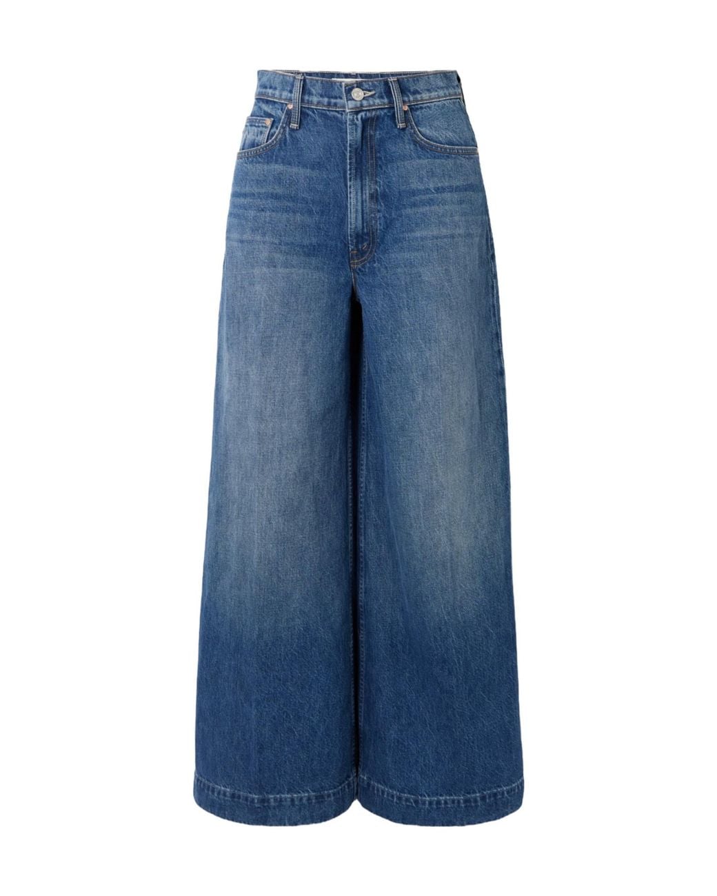 Mother Blue High-Rise Wide-Leg Jeans