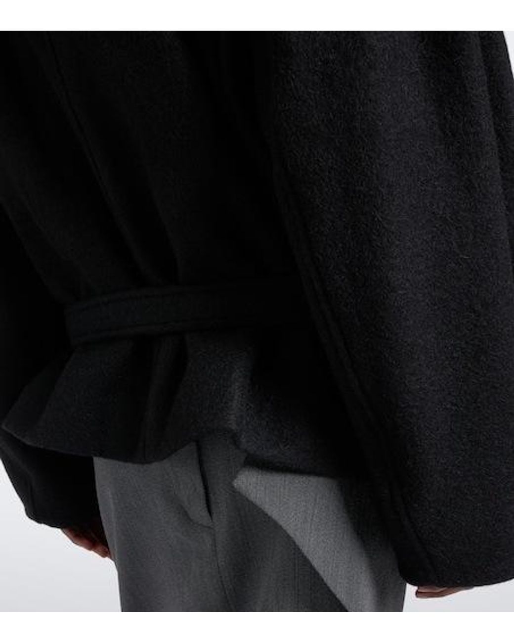 Lemaire Black Double-Breasted Alpaca And Wool Coat