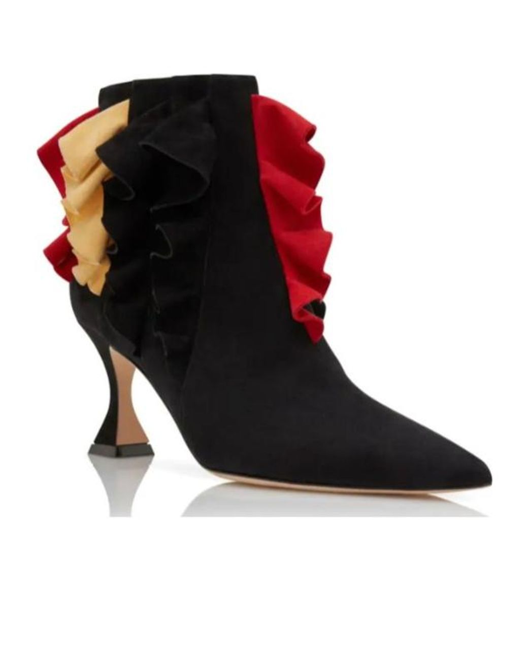 Manolo Blahnik Black Ruffled-Detail Ankle Boots
