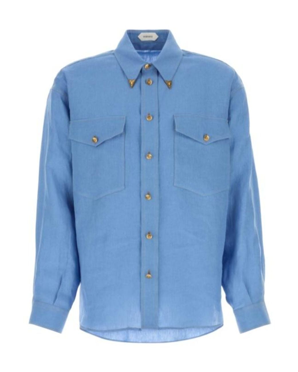 Versace Blue Informal S Linen Shirt for men
