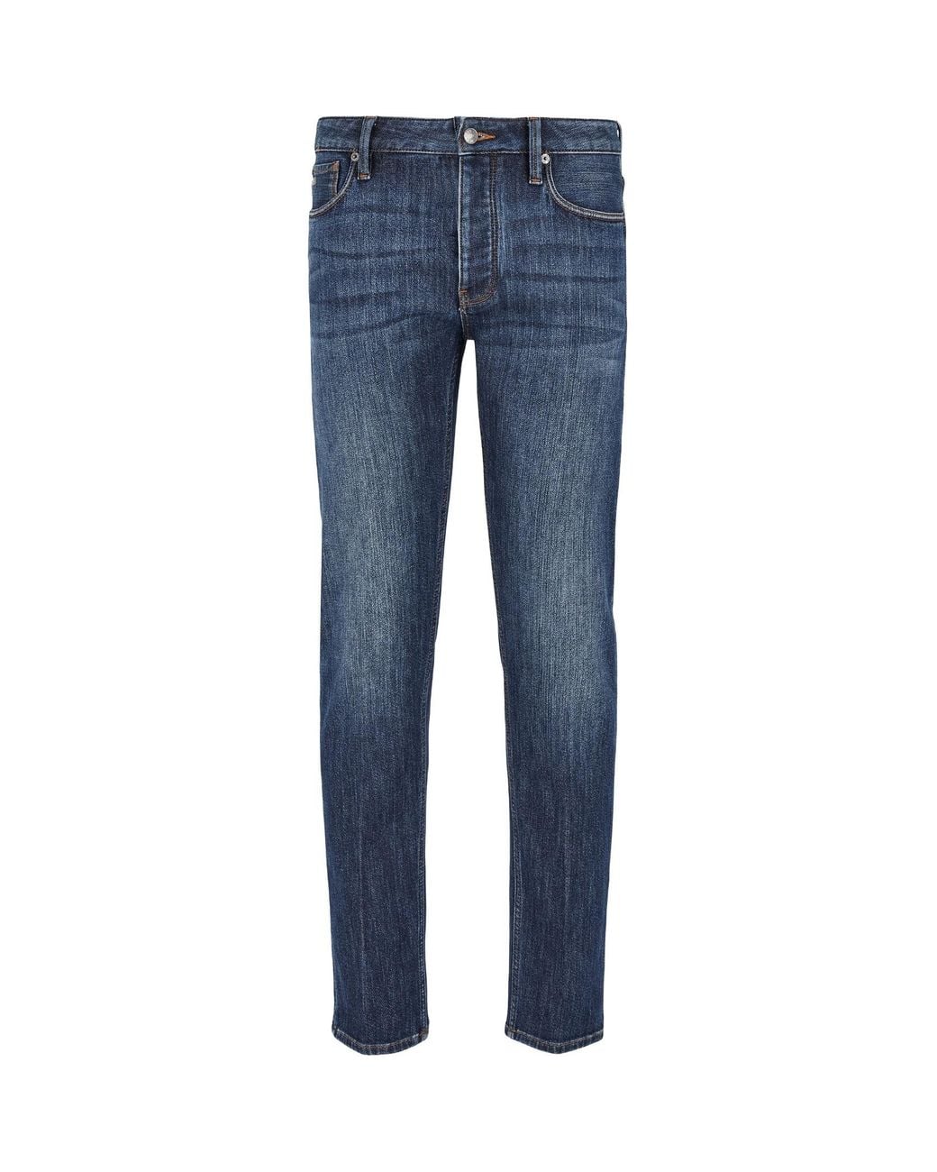 Emporio Armani Blue J75 Logo Patch Slim-Cut Jeans for men
