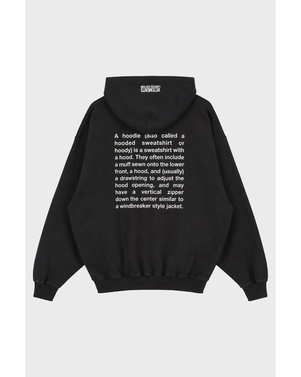 Vetements Black Oversized Zip-Up Hoodie for men