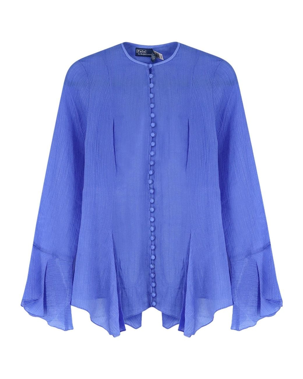 Polo Ralph Lauren Blue Crinkled Button-Front Top