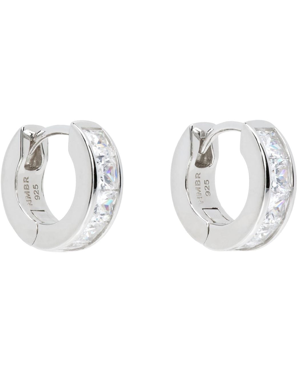 NUMBERING White Hoop Earrings for men