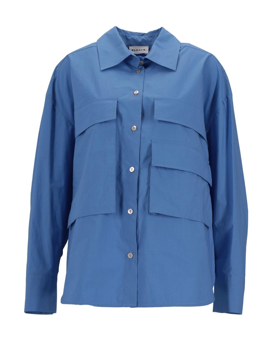 P.A.R.O.S.H. Blue Chest-Pocket Long-Sleeve Shirt