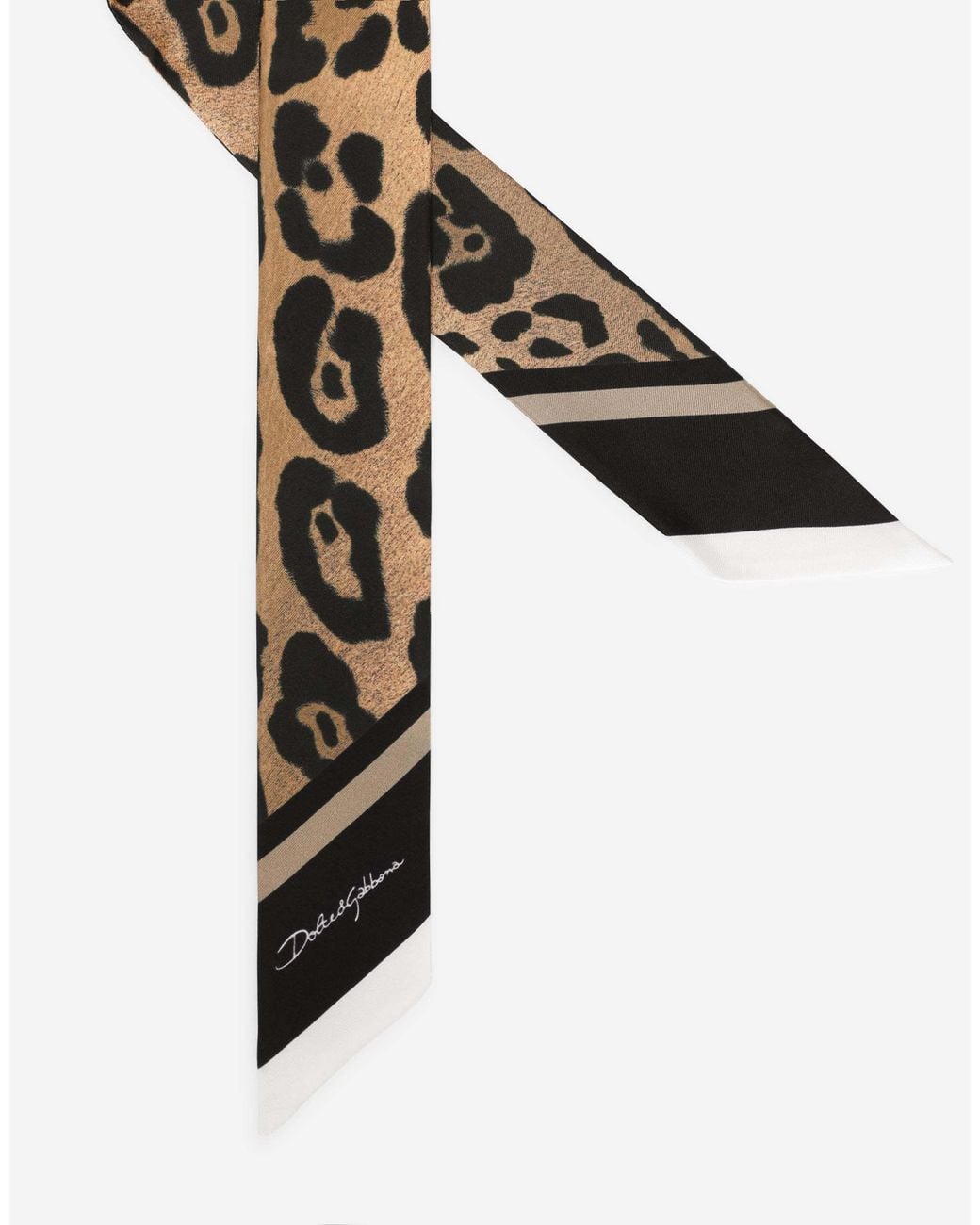 Dolce & Gabbana White Pointed-End Silk Scarf