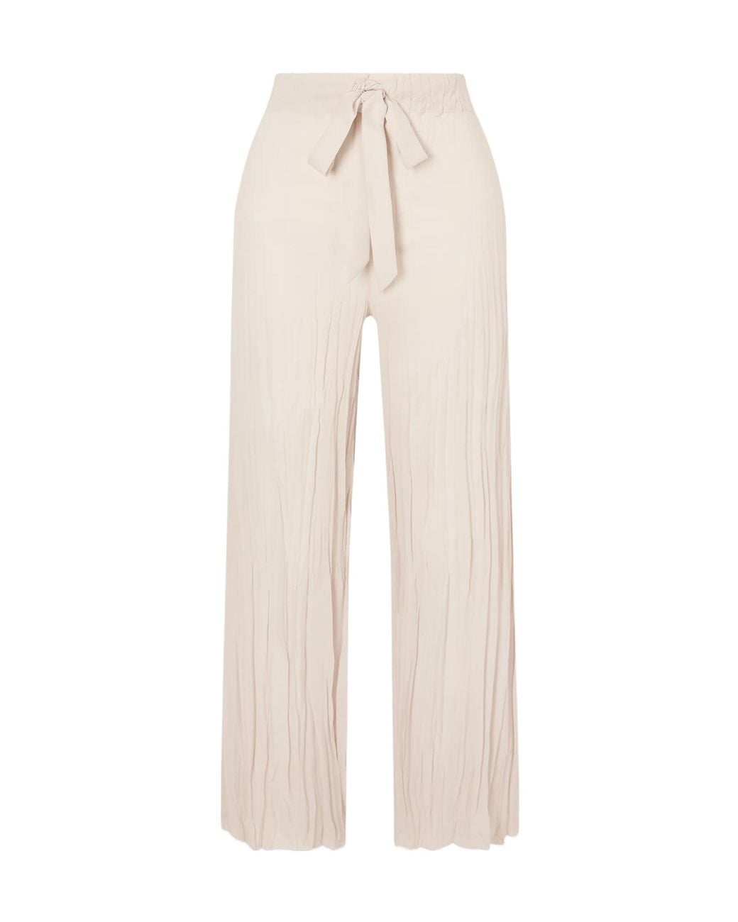 Sharon Wauchob White Pleated Silk-Blend Wide Leg Pants