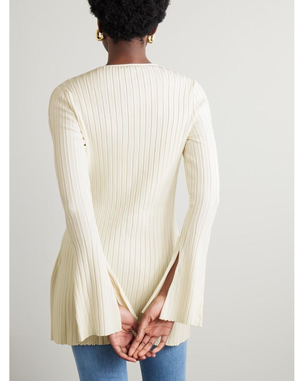 Stella McCartney White Ribbed-Knit Cardigan