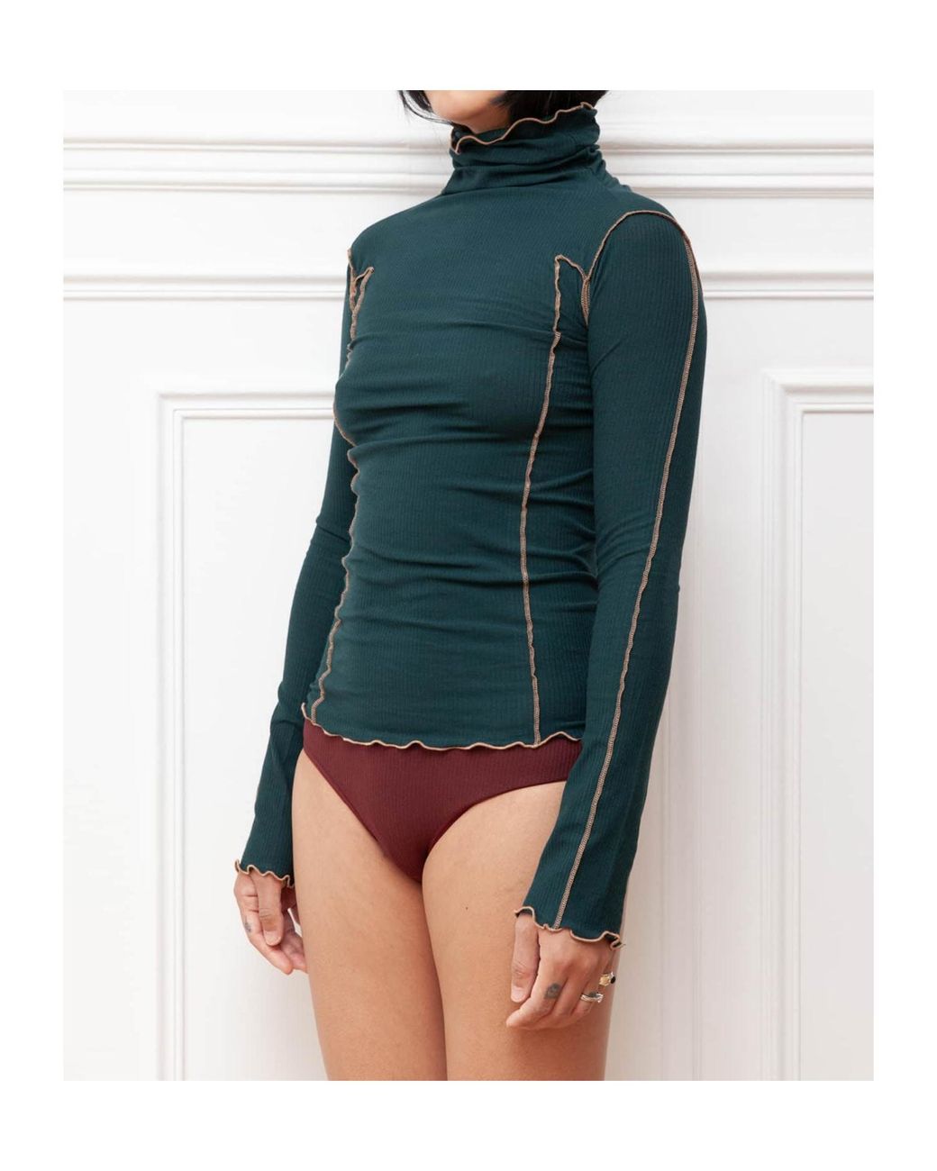 Baserange Blue Long-Sleeved Turtleneck Sweater