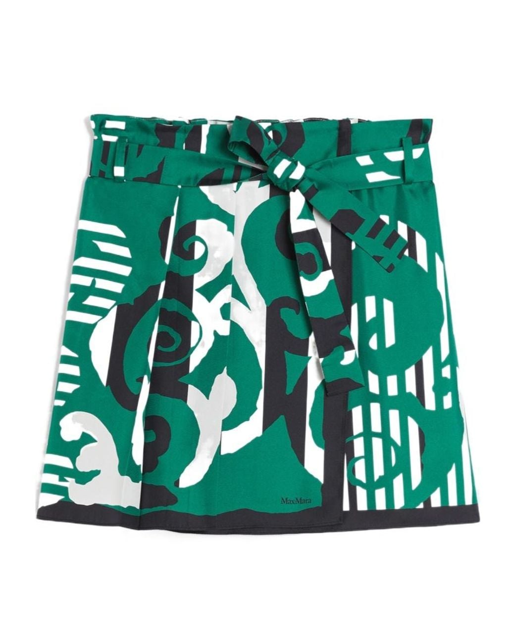 Max Mara Green Printed Silk Mini Skirt