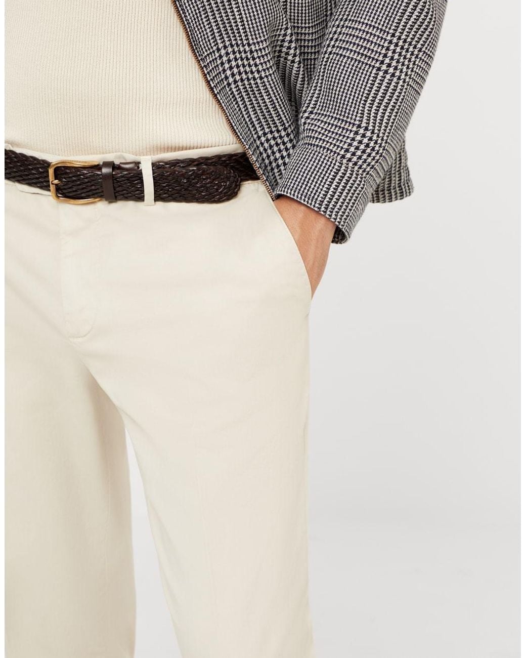 Brunello Cucinelli Multicolor Italian-Fit Gabardine Trousers for men