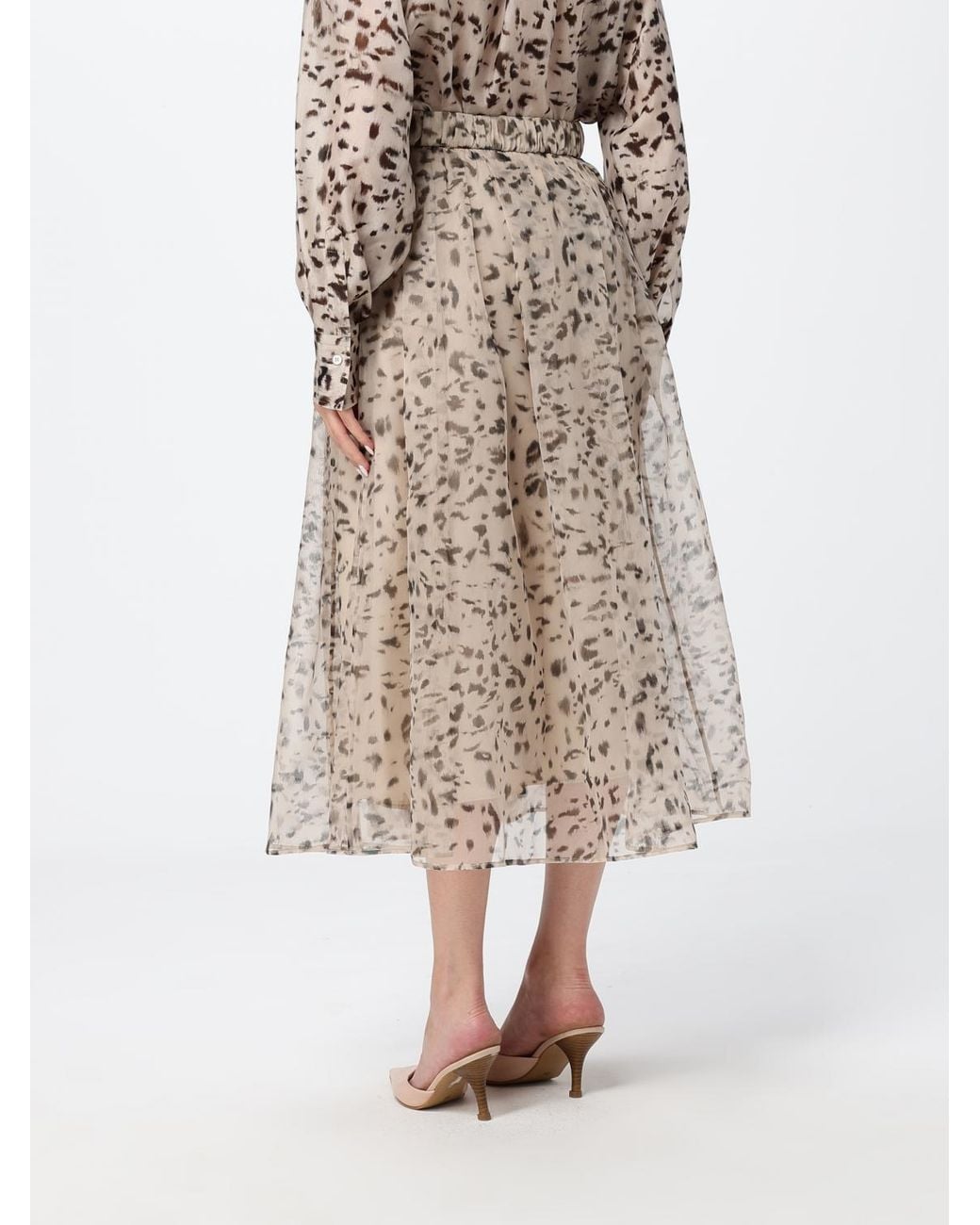 Brunello Cucinelli Brown Flared Midi Skirt
