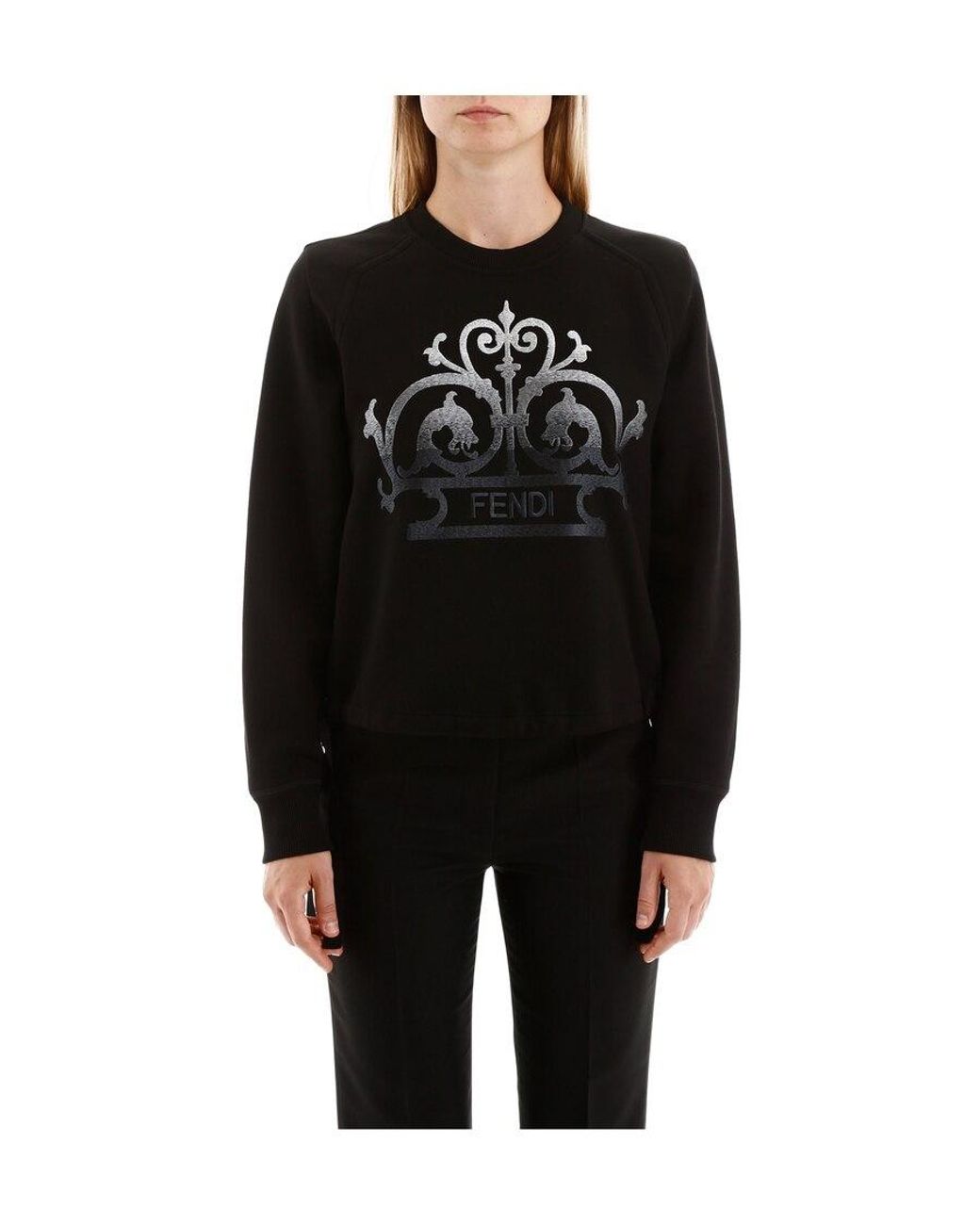 Fendi Black Logo Embroidered Sweater