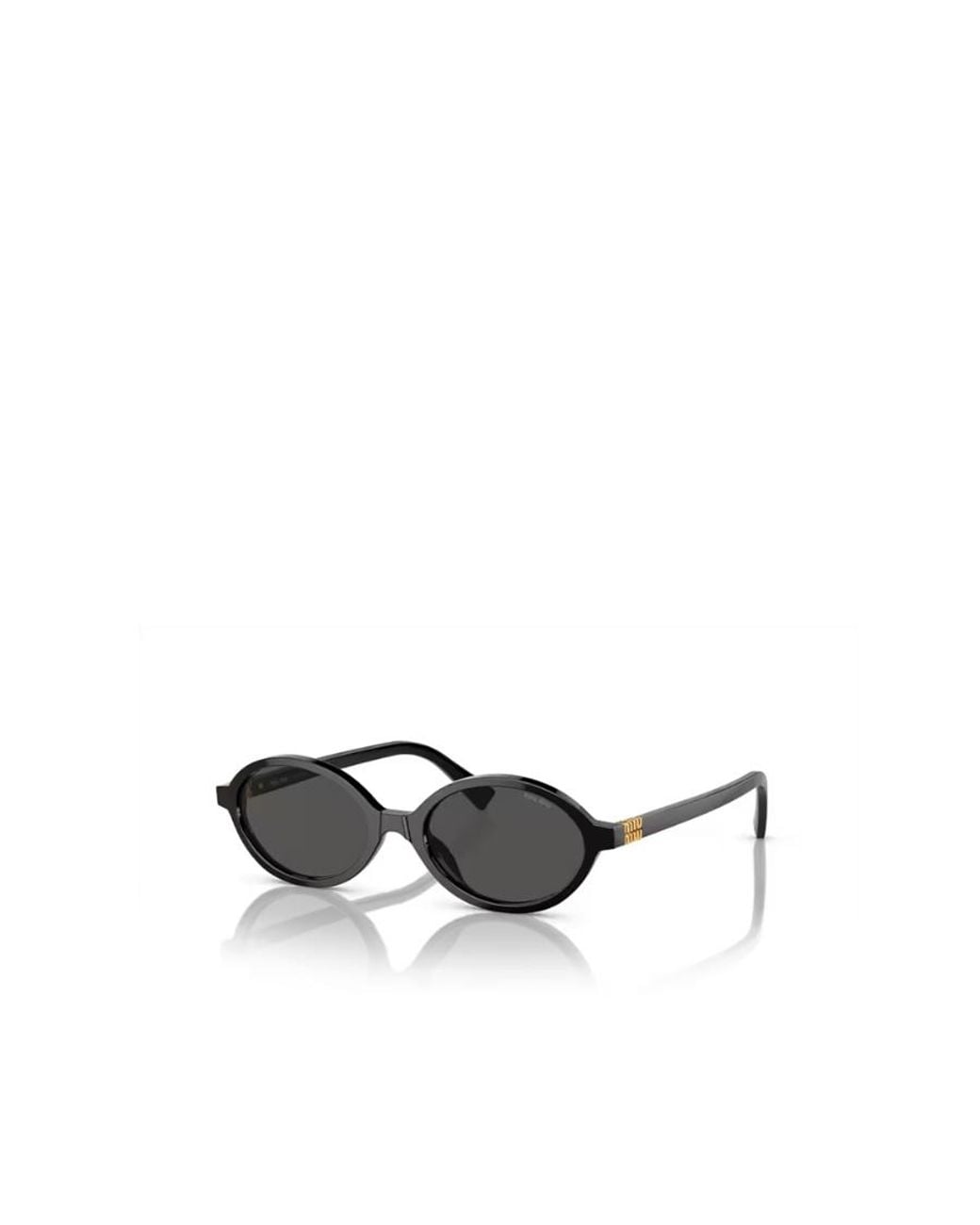 Miu Miu White Logo-Lettering Oval Sunglasses