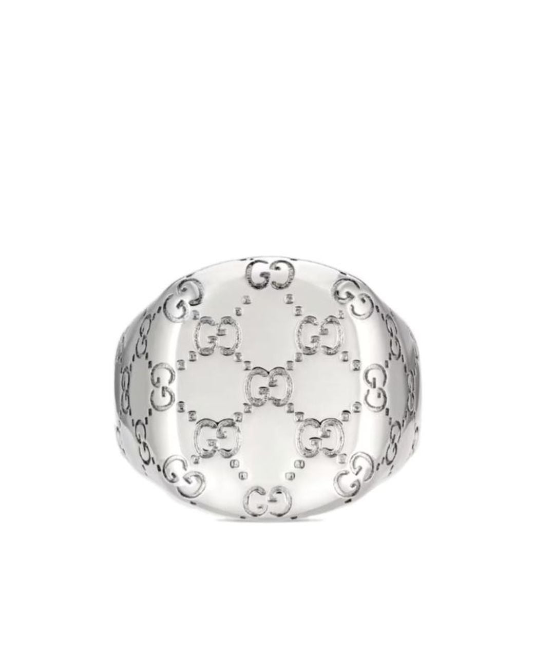 Gucci White Gg Motif Signet Ring for men