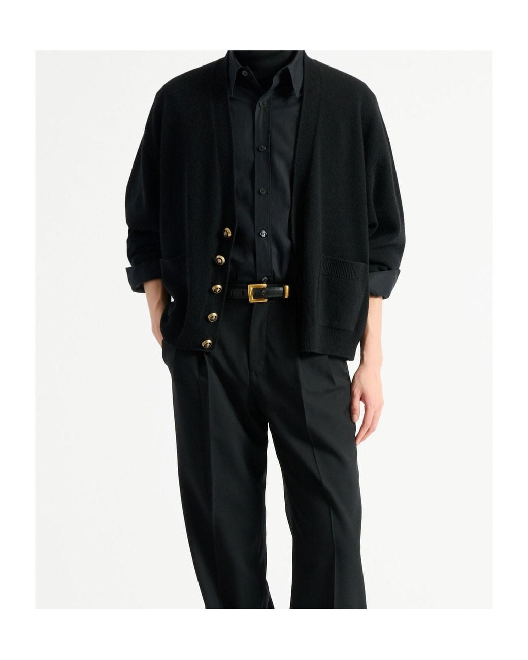 Balmain Black Logo-Patch Long-Sleeve Shirt for men