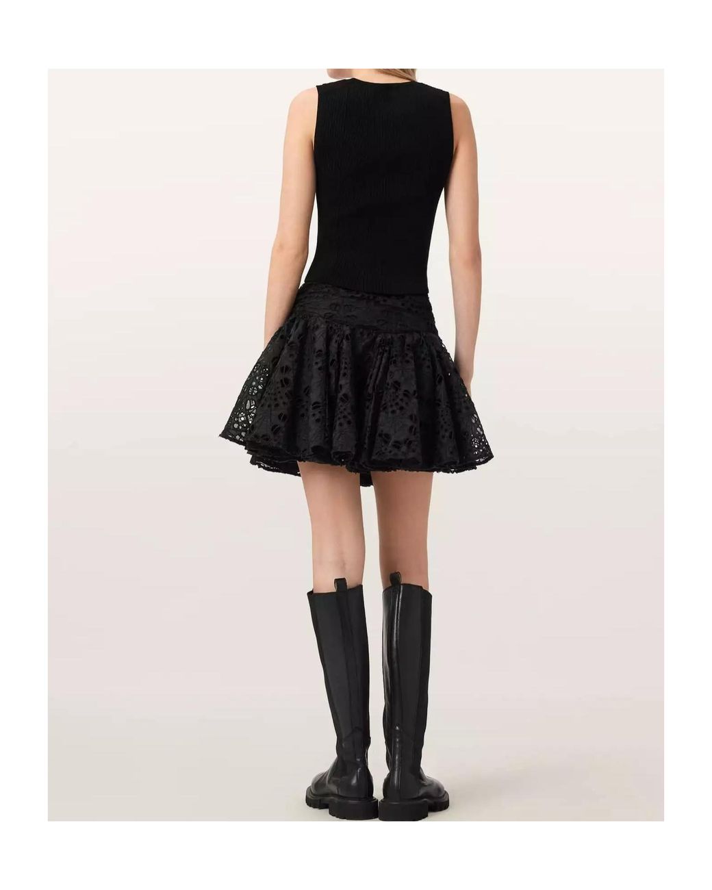AllSaints Black Dotty Broderie Anglaise Skirt