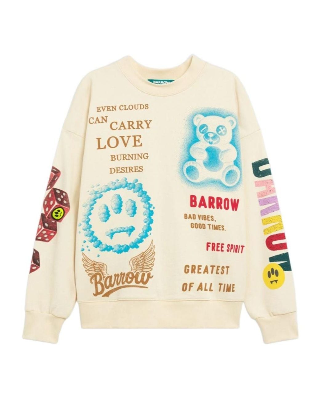 Barrow White Pattern-Printed Crewneck Sweatshirt for men