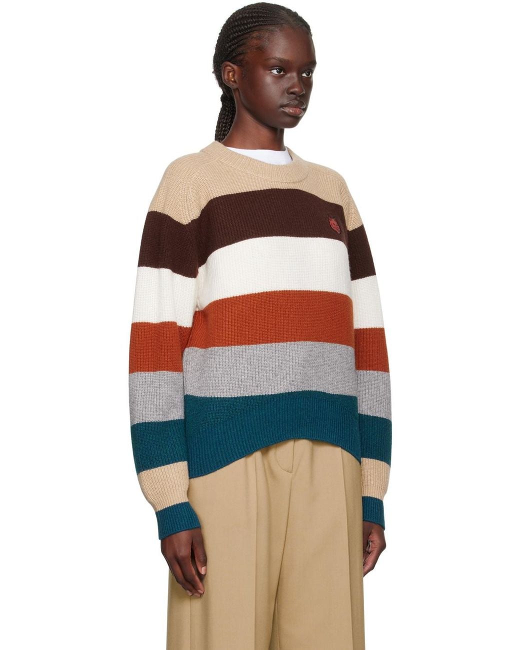 Maison Kitsuné Blue Wool Crew-Neck Sweater